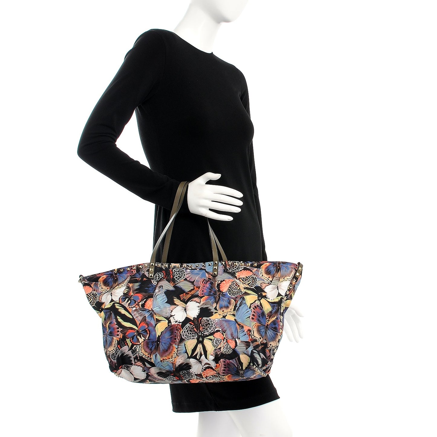 Nylon Camubutterfly Rockstud Crossbody Tote Multicolor