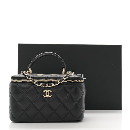 Chanel Lambskin Quilted Trendy Small Top Handle Vanity Case With Chain Black 11 of 11