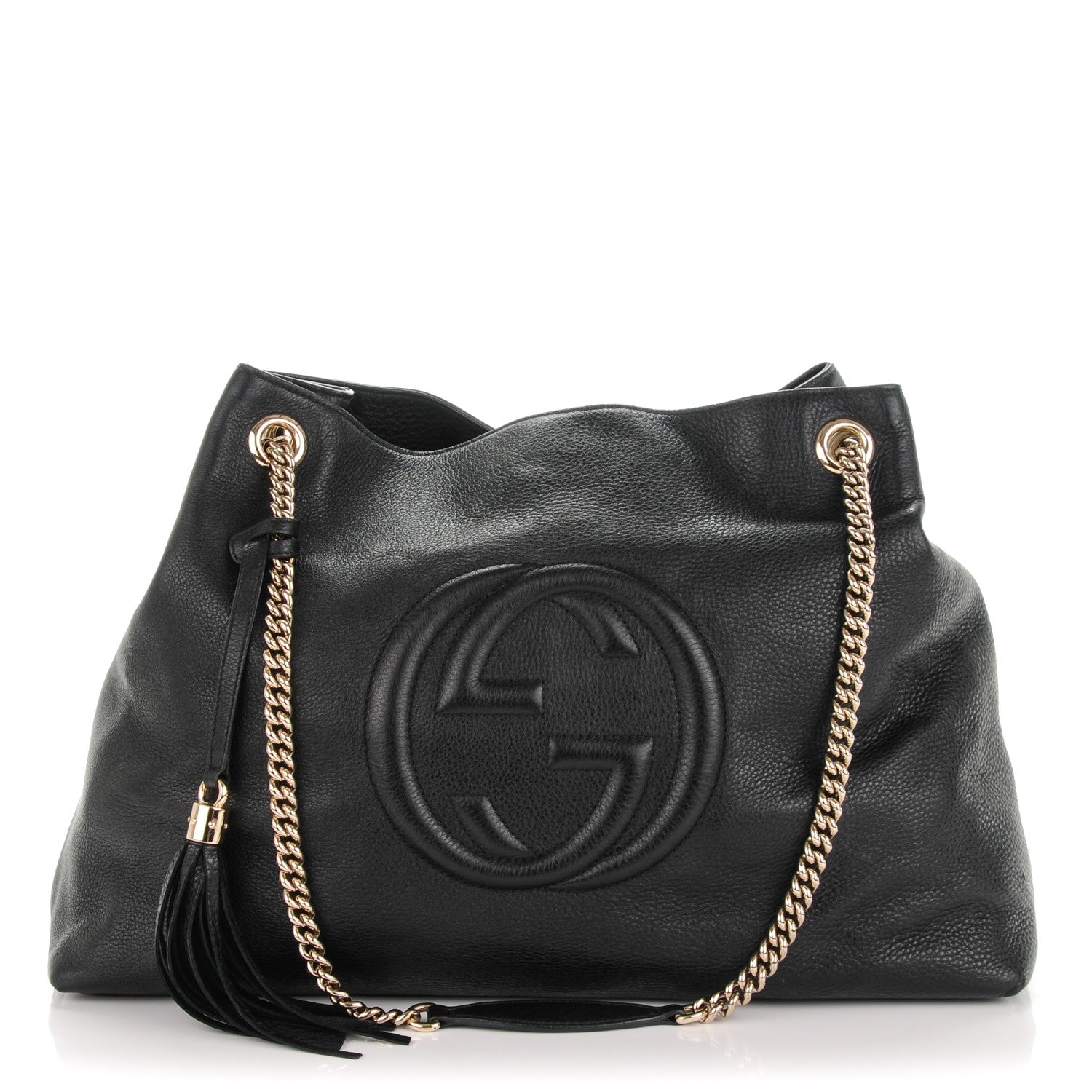 Gucci Pebbled Calfskin Large Soho Chain Shoulder Bag Black 1 of 7