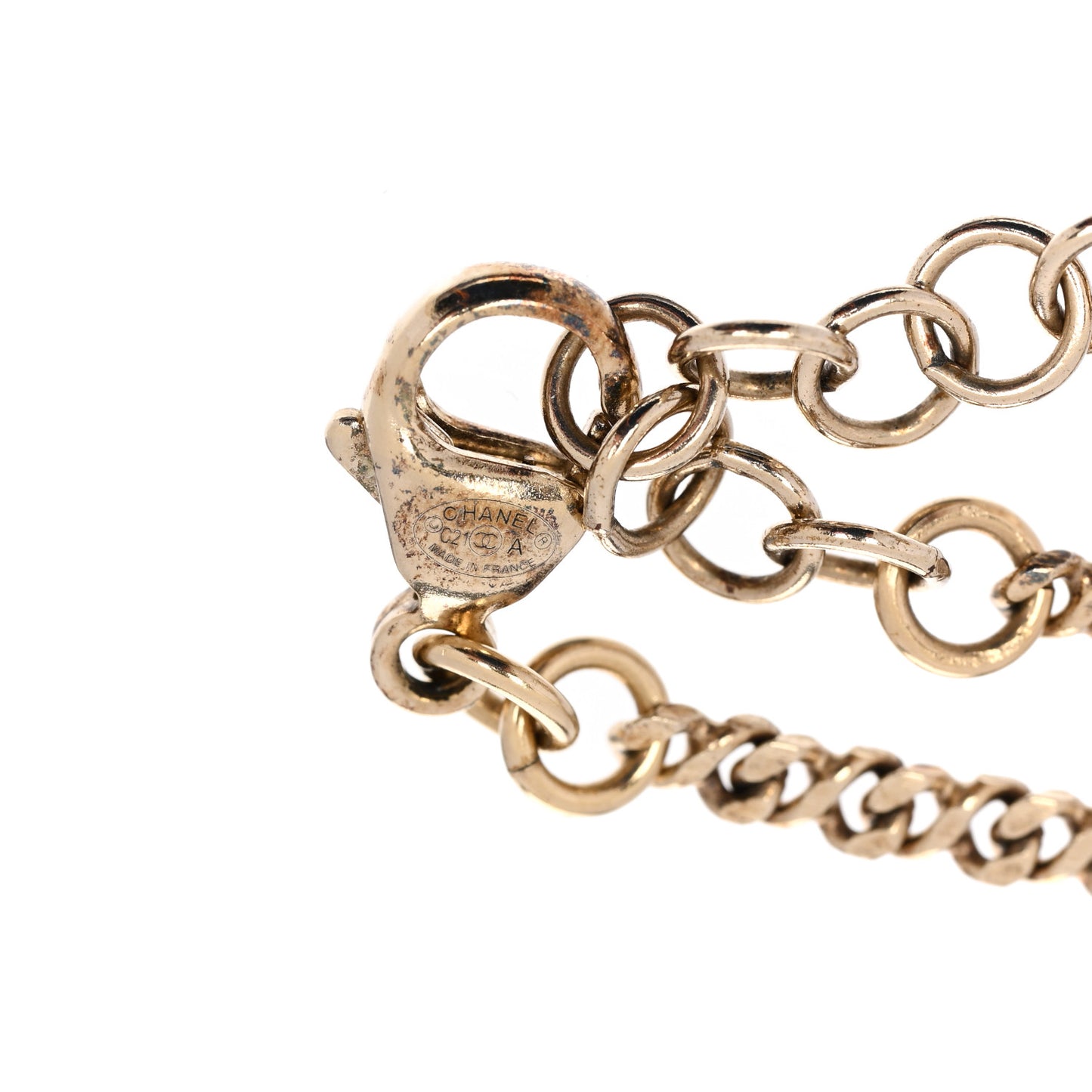 Pearl Crystal CC Bracelet Light Gold