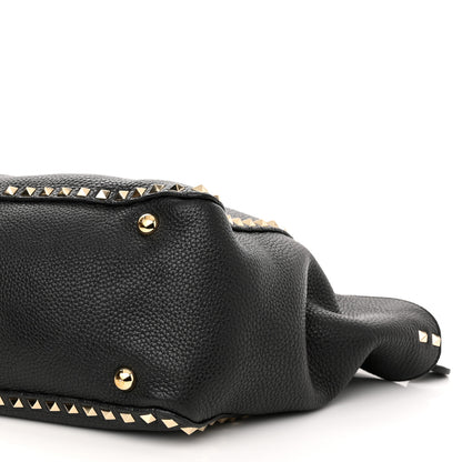 Valentino Garavani Alce Printed Calfskin Medium Rockstud Tote Black 9 of 11