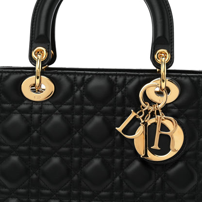 Christian Dior Lambskin Cannage Medium Lady Dior Black 7 of 9