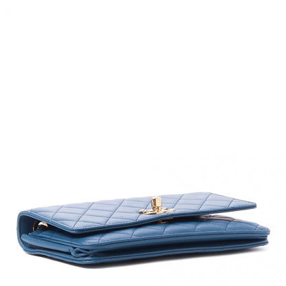 Chanel Lambskin Quilted Trendy CC Wallet On Chain WOC Blue 4 of 12