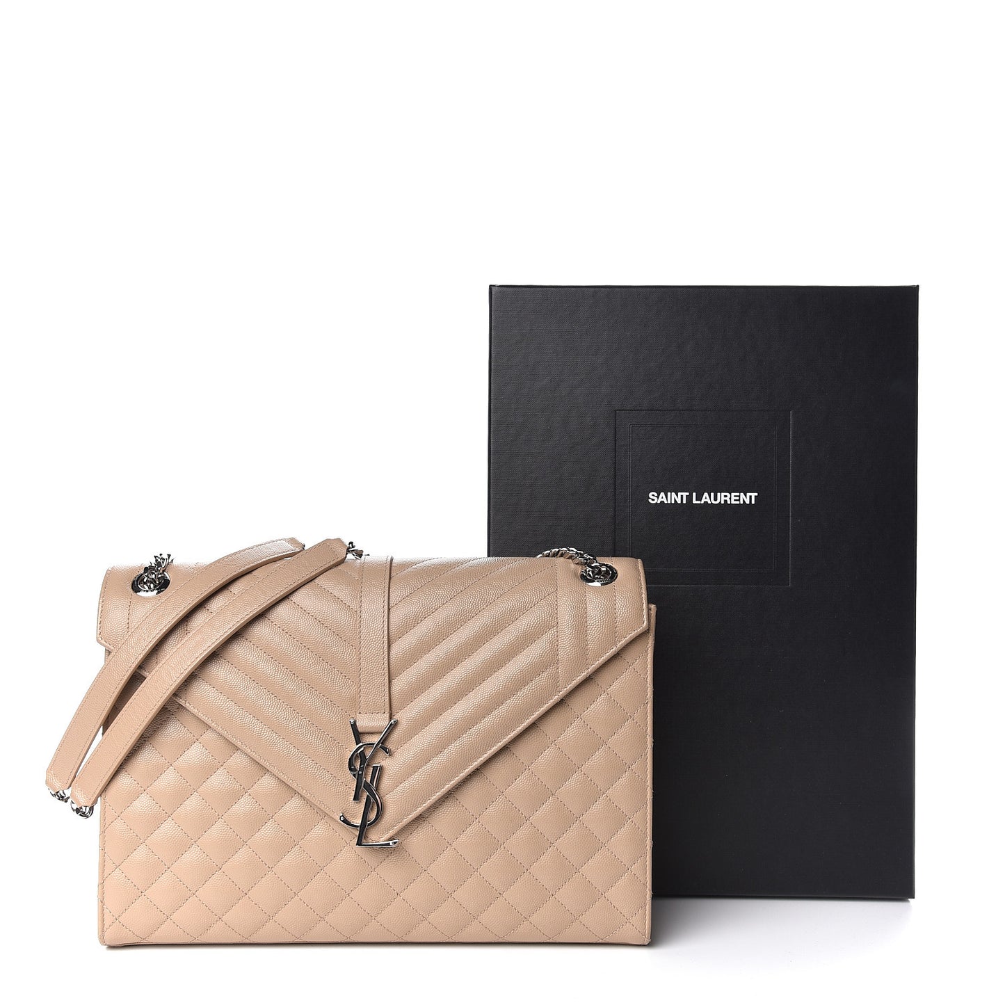 Grain De Poudre Large Tri-Quilt Monogram Satchel Dark Beige