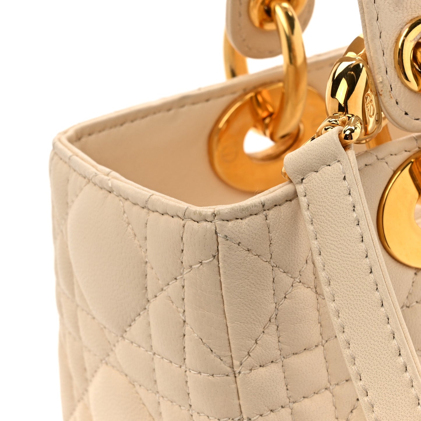 Lambskin Cannage Medium Lady Dior Beige