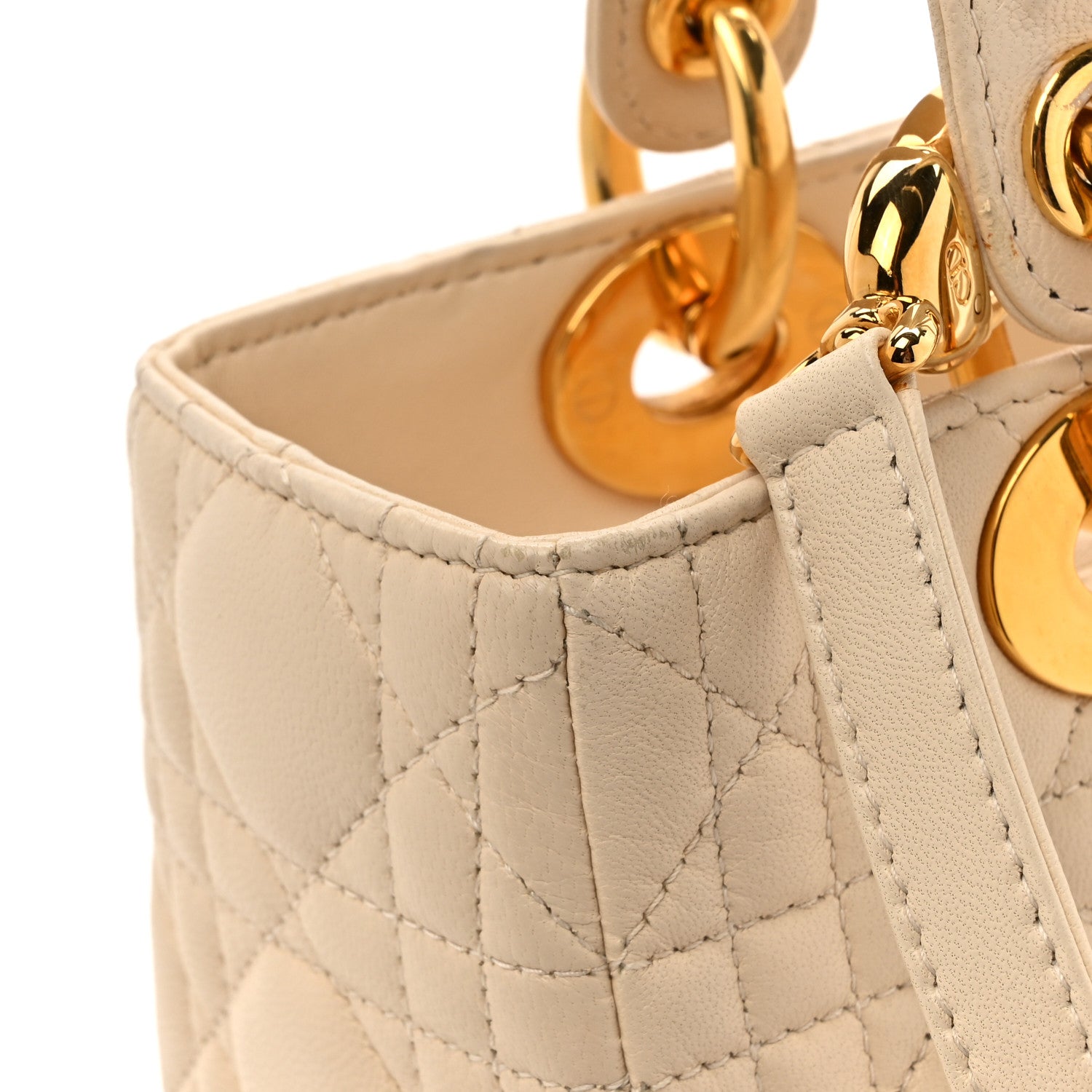 Christian Dior Lambskin Cannage Medium Lady Dior Beige 13 of 16