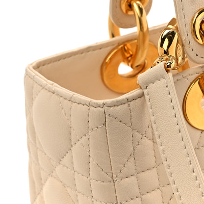 Christian Dior Lambskin Cannage Medium Lady Dior Beige 13 of 16
