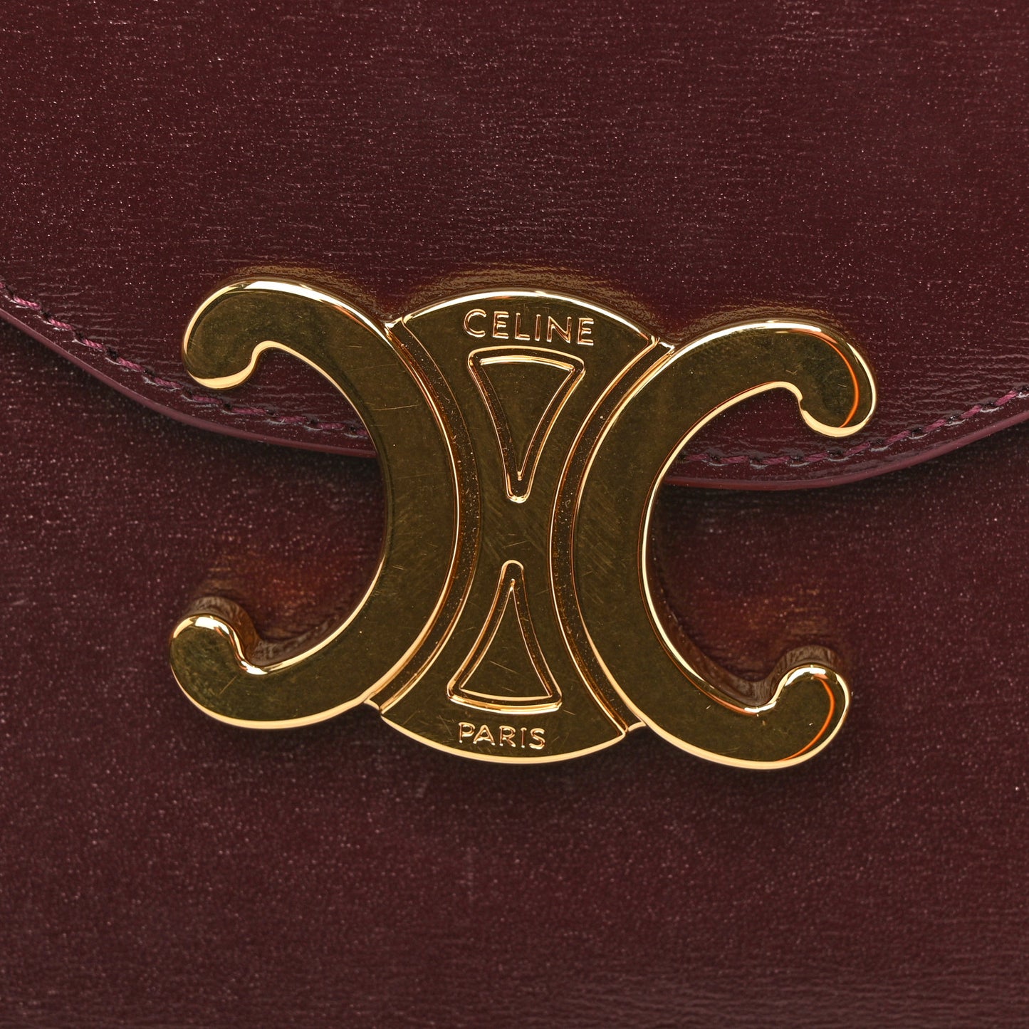 Shiny Calfskin Triomphe Margo Wallet on Chain Burgundy