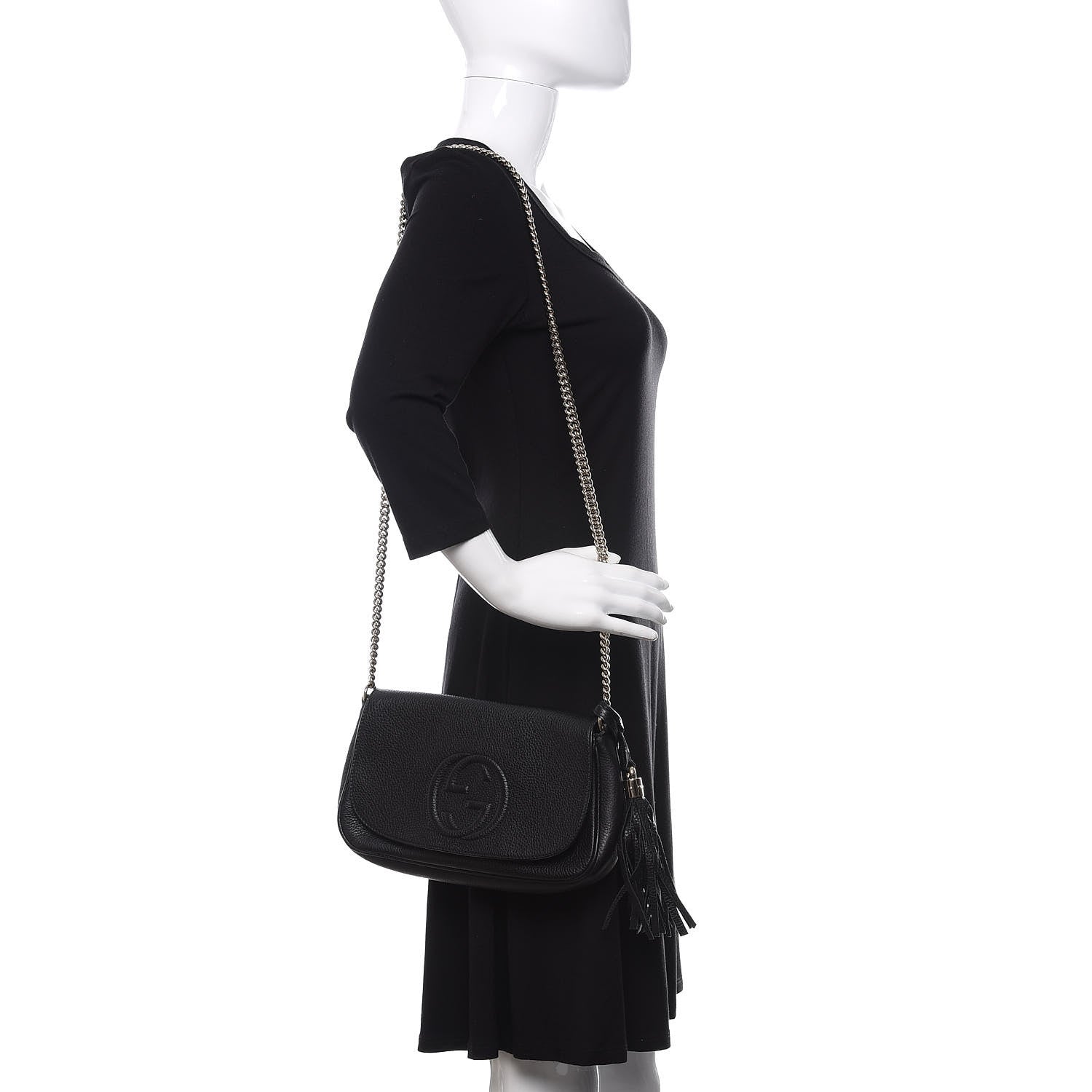 Gucci Pebbled Calfskin Medium Soho Flap Crossbody Black 2 of 10