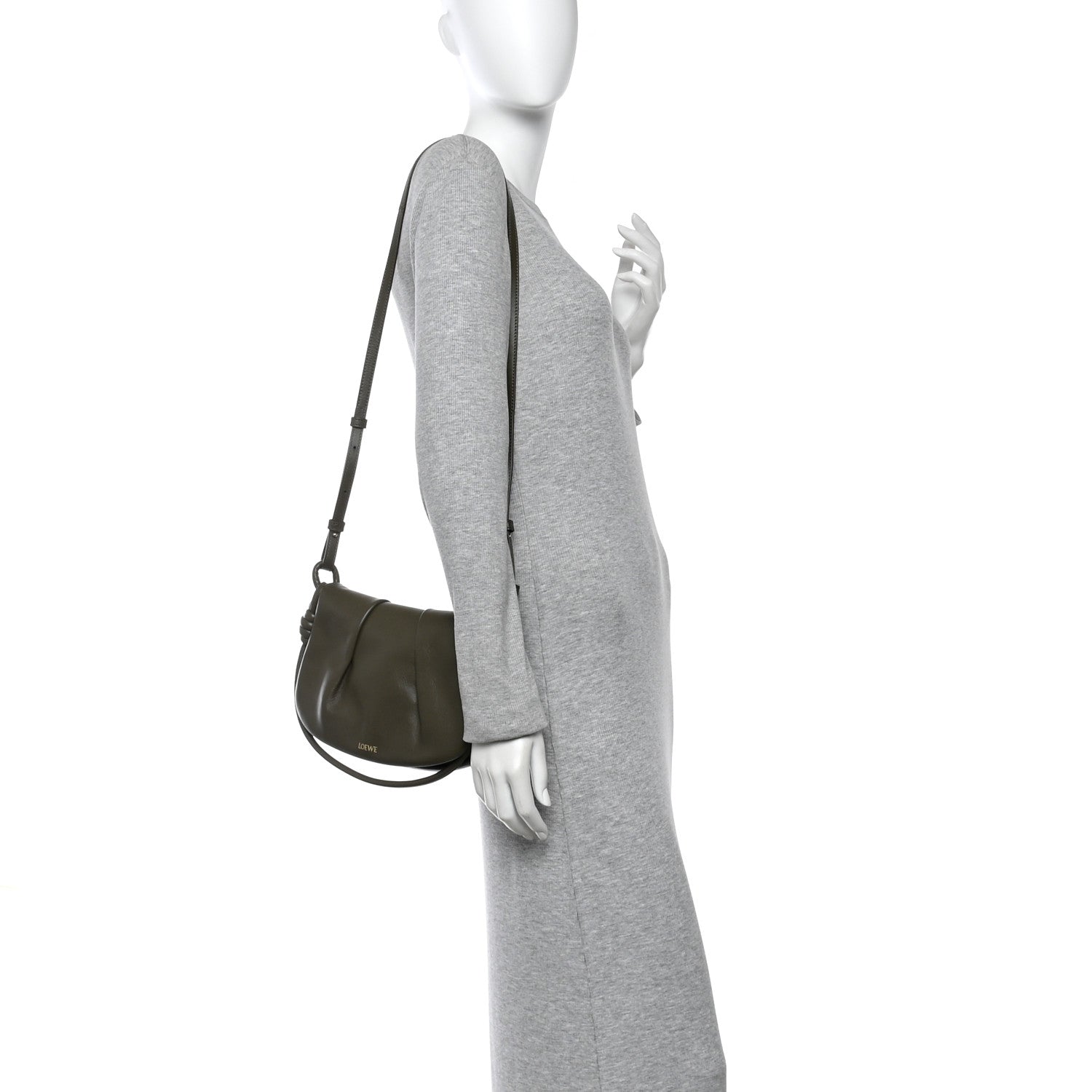 Loewe Shiny Nappa Calfskin Paseo Satchel Dark Khaki 2 of 10