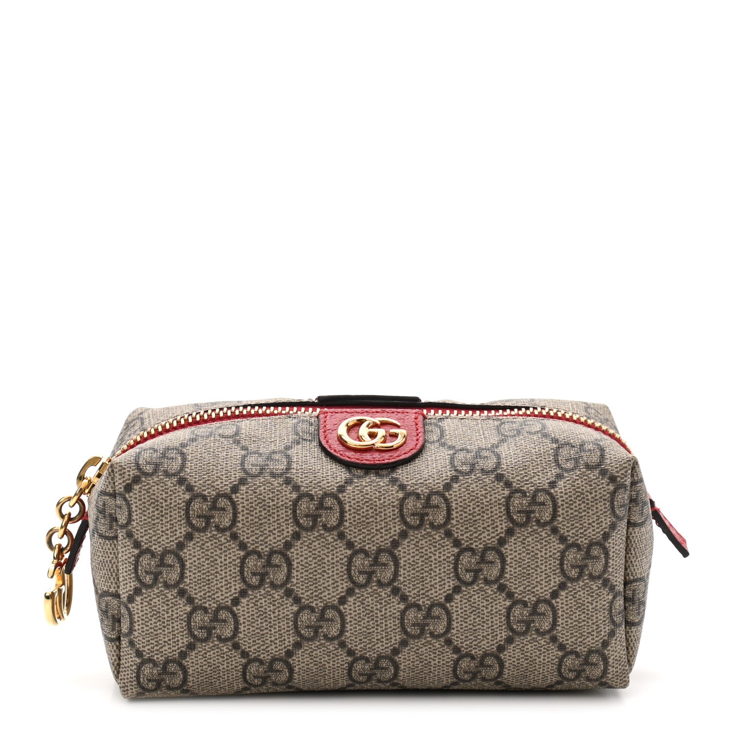 Gucci Soft GG Supreme Monogram Calfskin Small Ophidia Cosmetic Case Beige Ebony Hibiscus Red 1 of 7