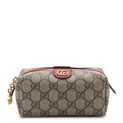 Gucci Soft GG Supreme Monogram Calfskin Small Ophidia Cosmetic Case Beige Ebony Hibiscus Red 1 of 7