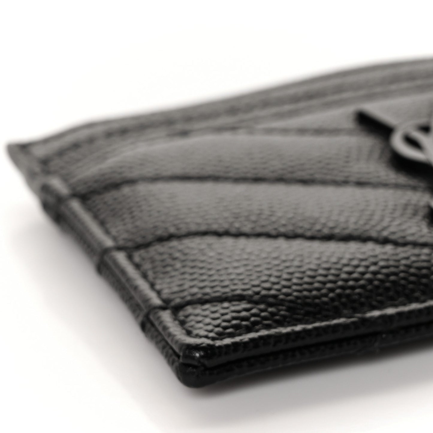 Grain De Poudre Matelasse Chevron Monogram Credit Card Case Black