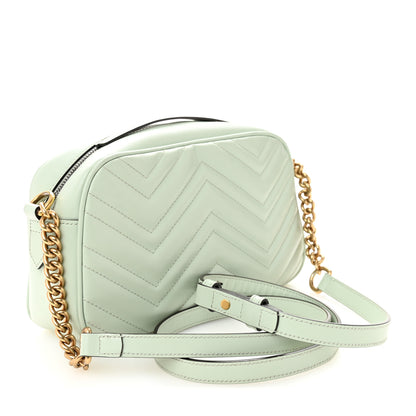 Gucci Calfskin Matelasse Small GG Marmont Chain Shoulder Bag Salvy Green 3 of 12