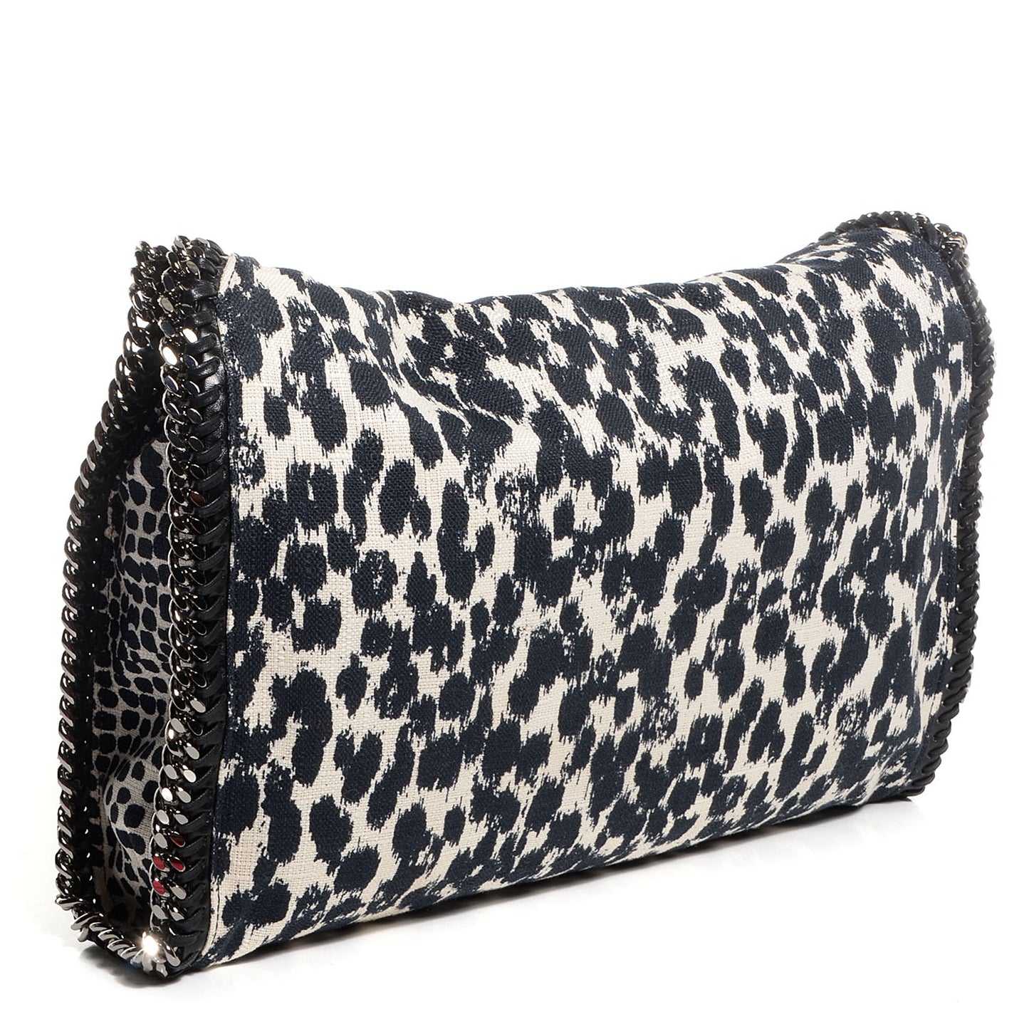 Linen Leopard Small Falabella Tote Navy