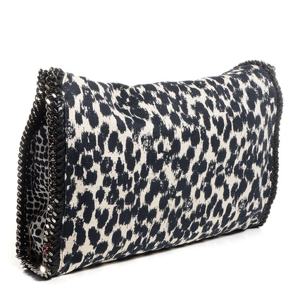Stella McCartney Linen Leopard Small Falabella Tote Navy 3 of 8