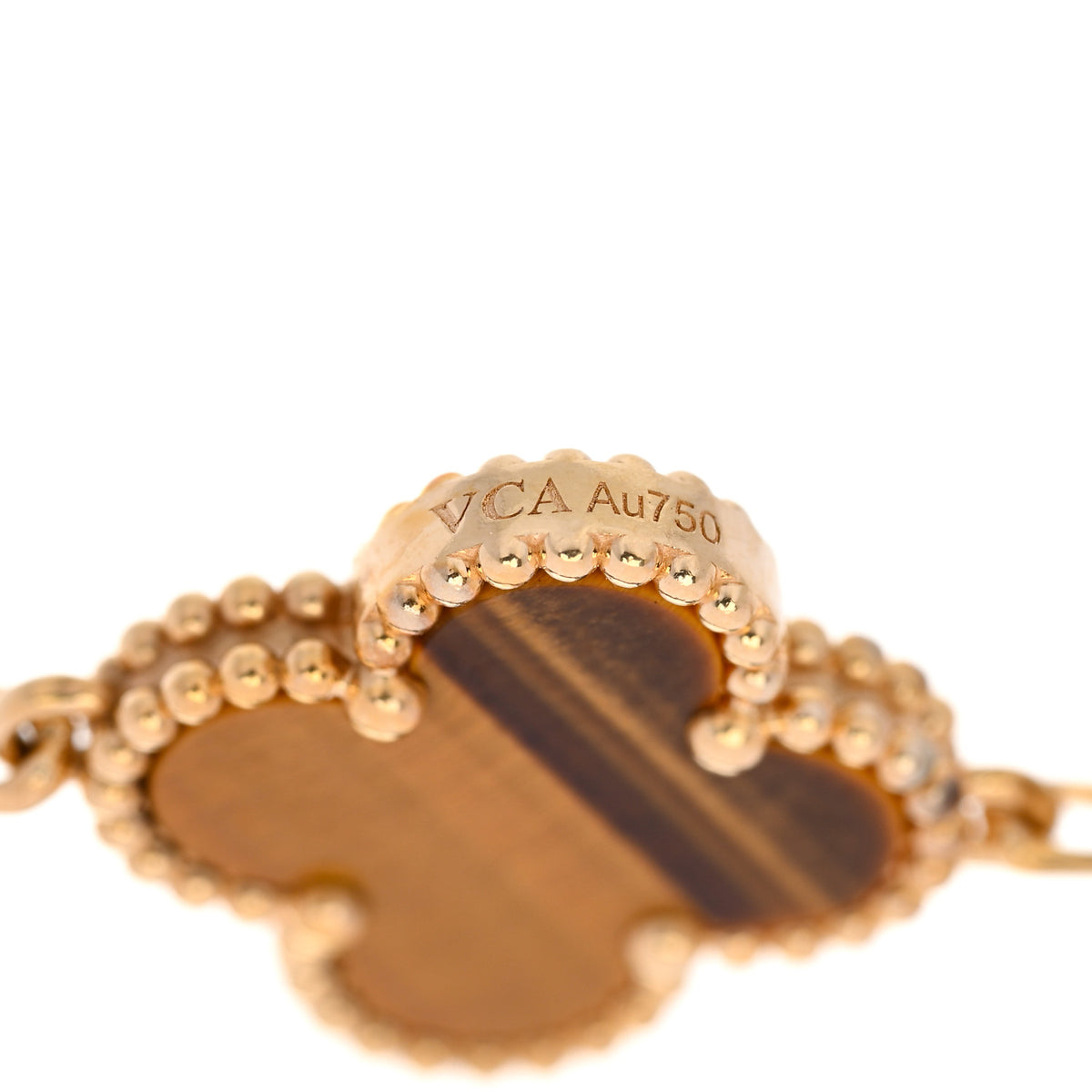 Van Cleef & Arpels 18K Yellow Gold Tiger Eye 5 Motifs Vintage Alhambra Bracelet 3 of 4