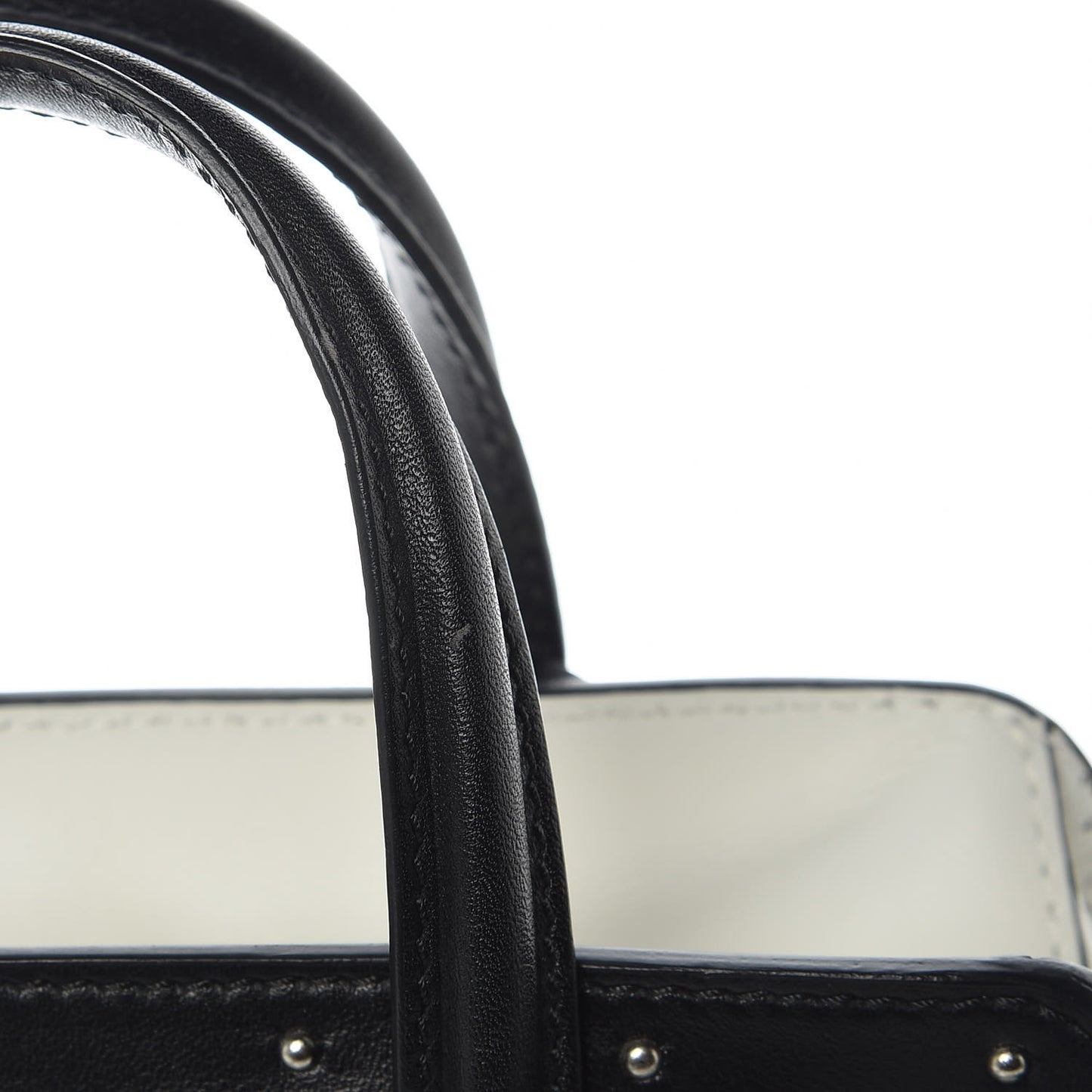 Calfskin Studded Mini Padlock Tote Black White