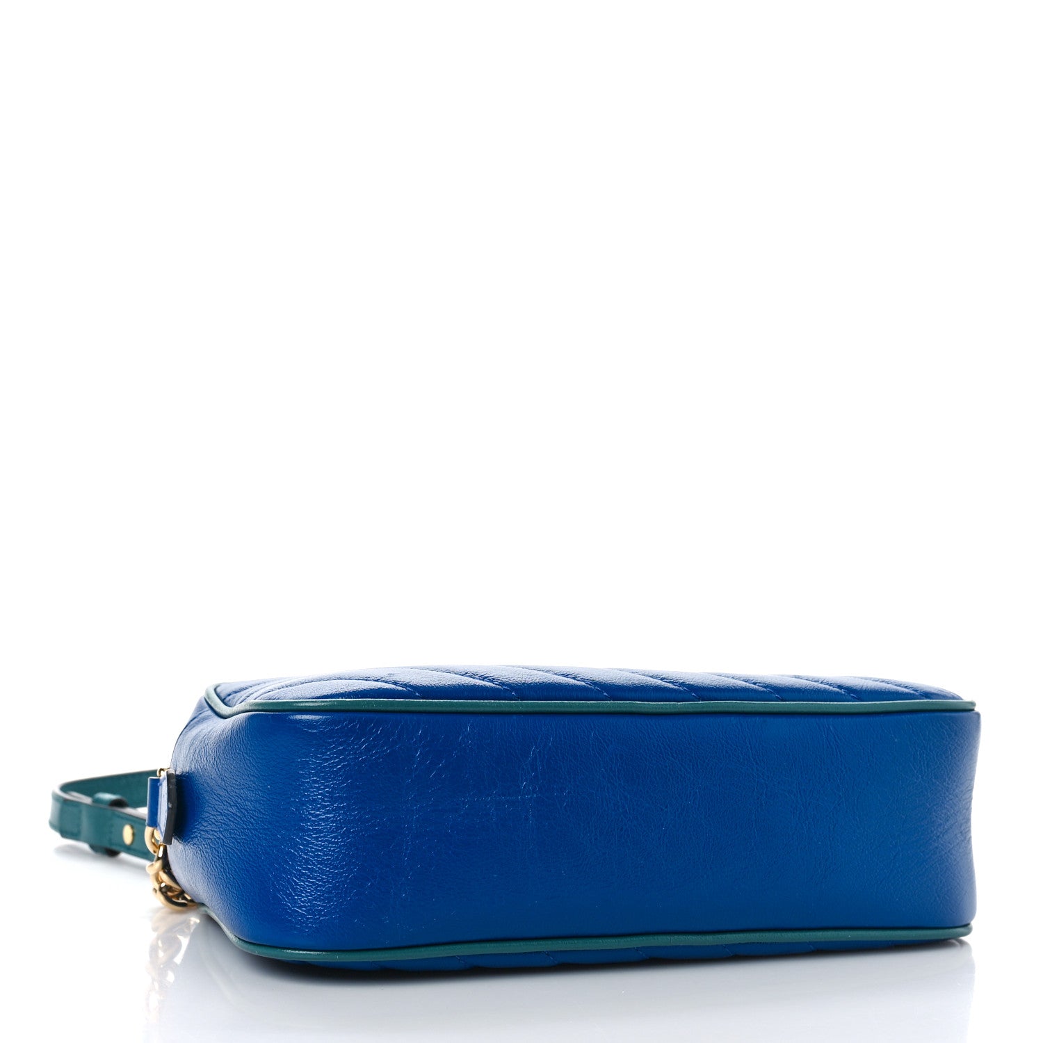 Gucci Azalea Calfskin Enamel Matelasse Diagonal Small Torchon GG Marmont Chain Shoulder Bag Imperial Blue Pavone 4 of 10