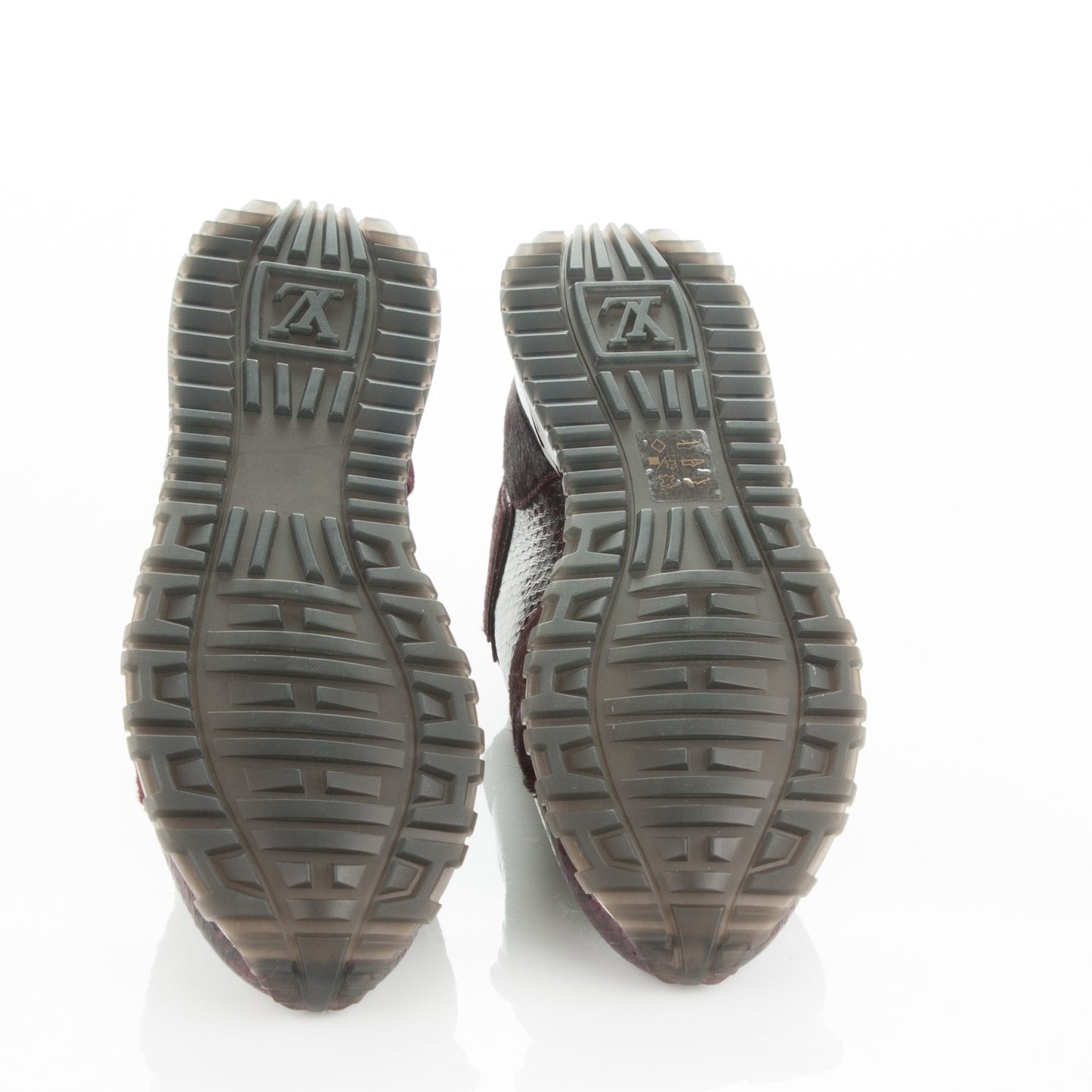 Calf Hair Suede Python Run Away Sneakers 37.5 Bordeaux