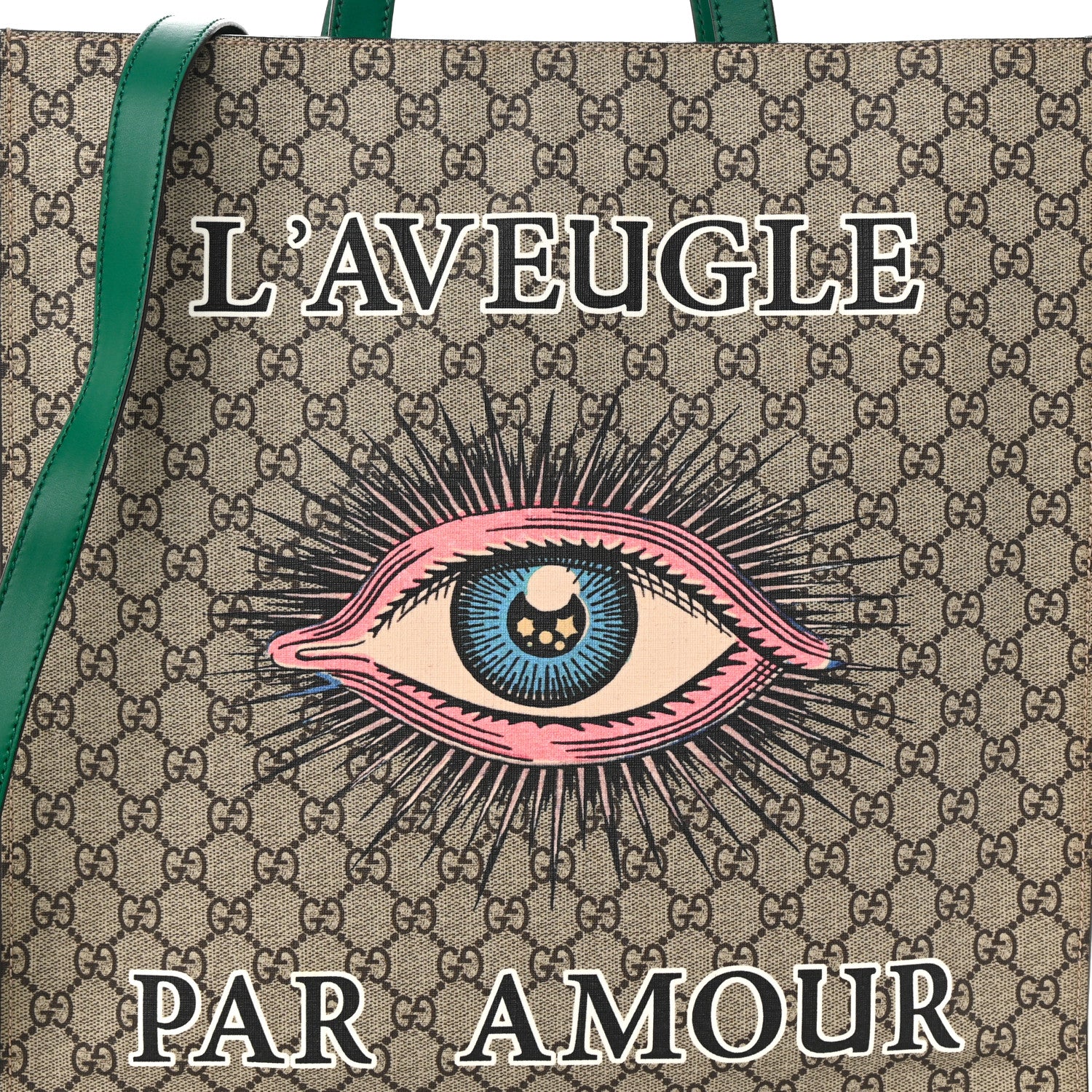 Gucci GG Supreme Monogram L'Aveugle Par Amour Print Vertical Tote Emerald Green 8 of 12