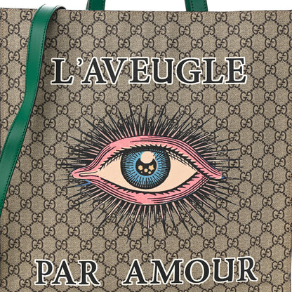 Gucci GG Supreme Monogram L'Aveugle Par Amour Print Vertical Tote Emerald Green 8 of 12