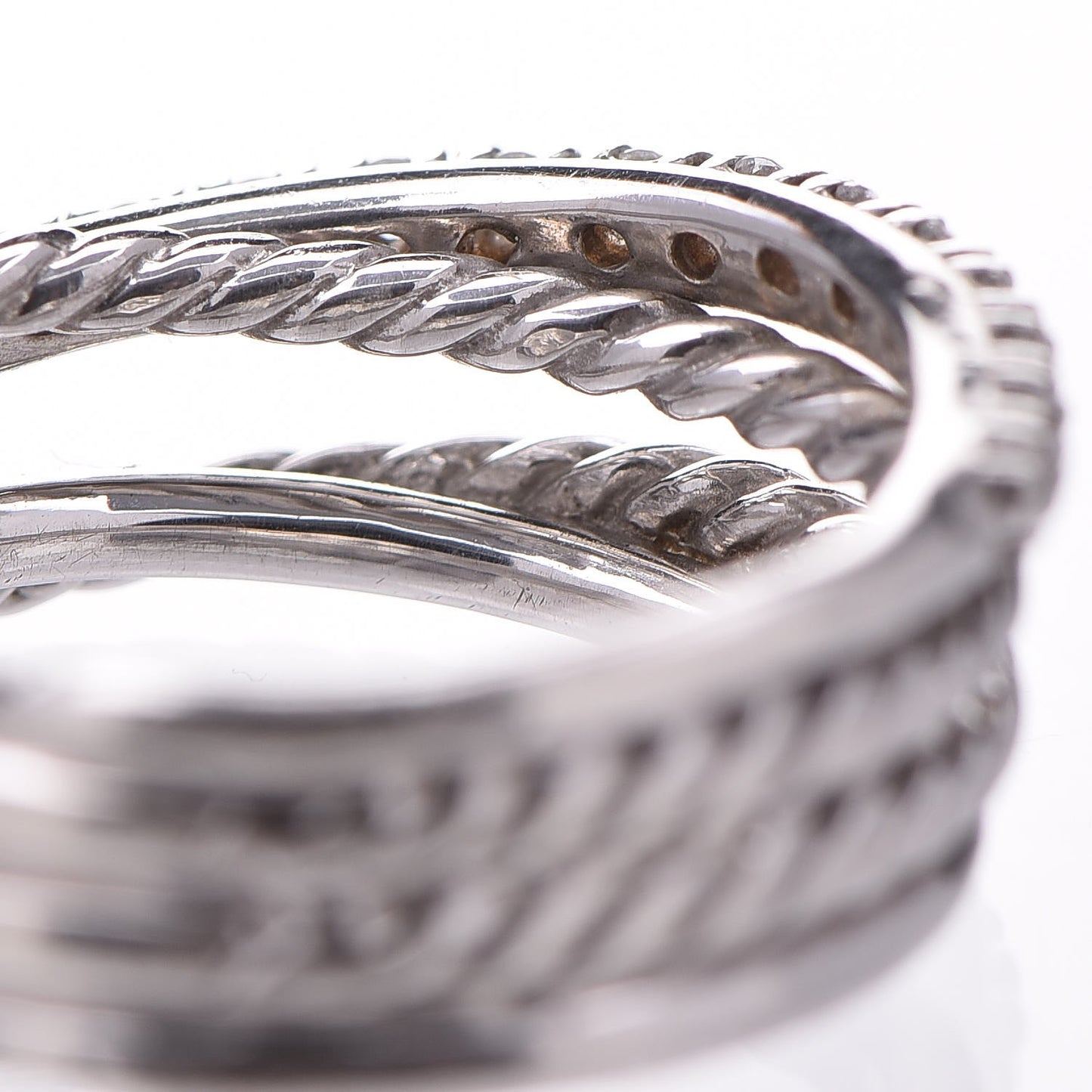 Sterling Silver Pave Diamond 7mm Crossover Ring 49 5