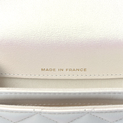 Chanel Iridescent Lambskin Quilted Flap Card Holder Wallet Ivory 7 of 8