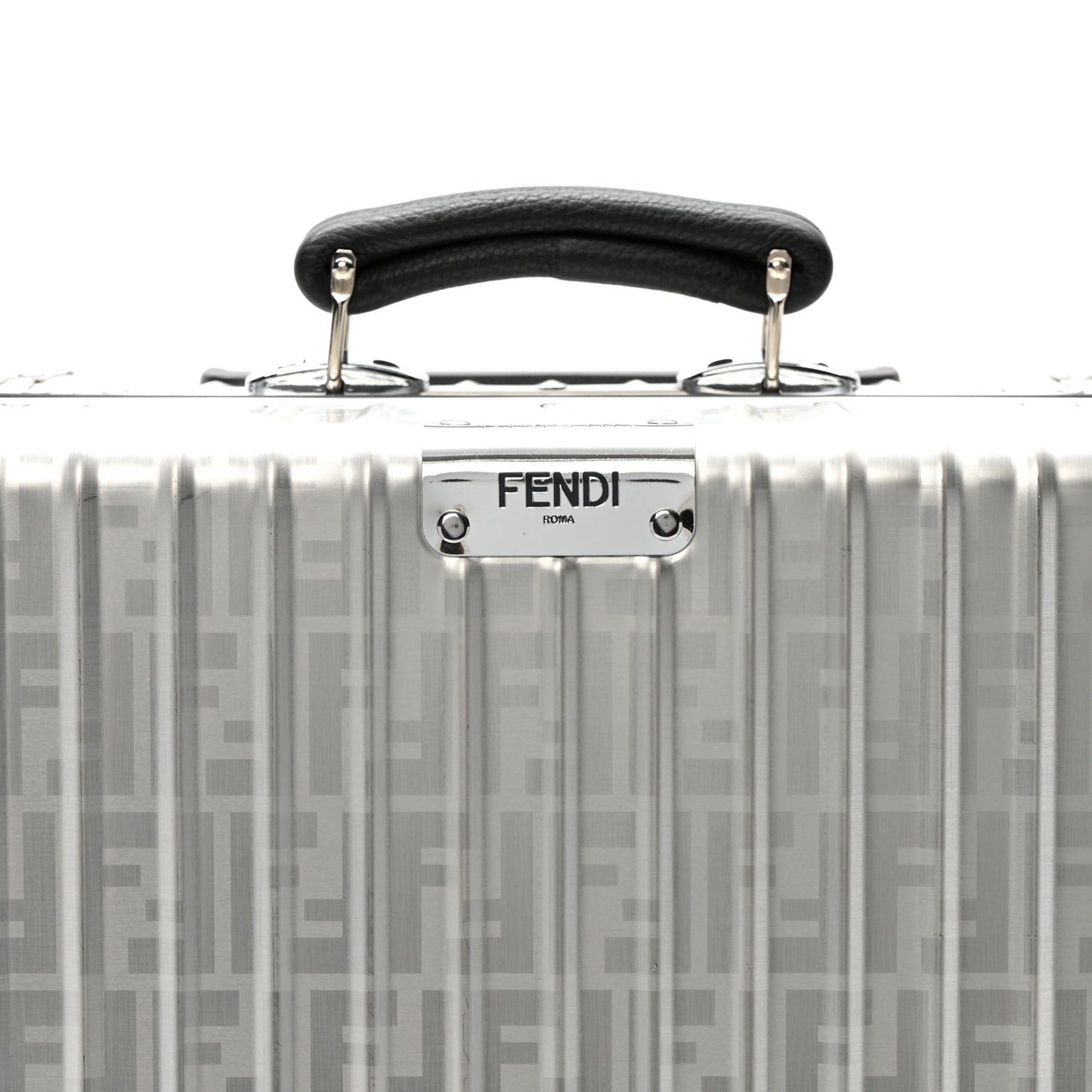 X RIMOWA Aluminum FF Print Roll Away Carry On Luggage Silver