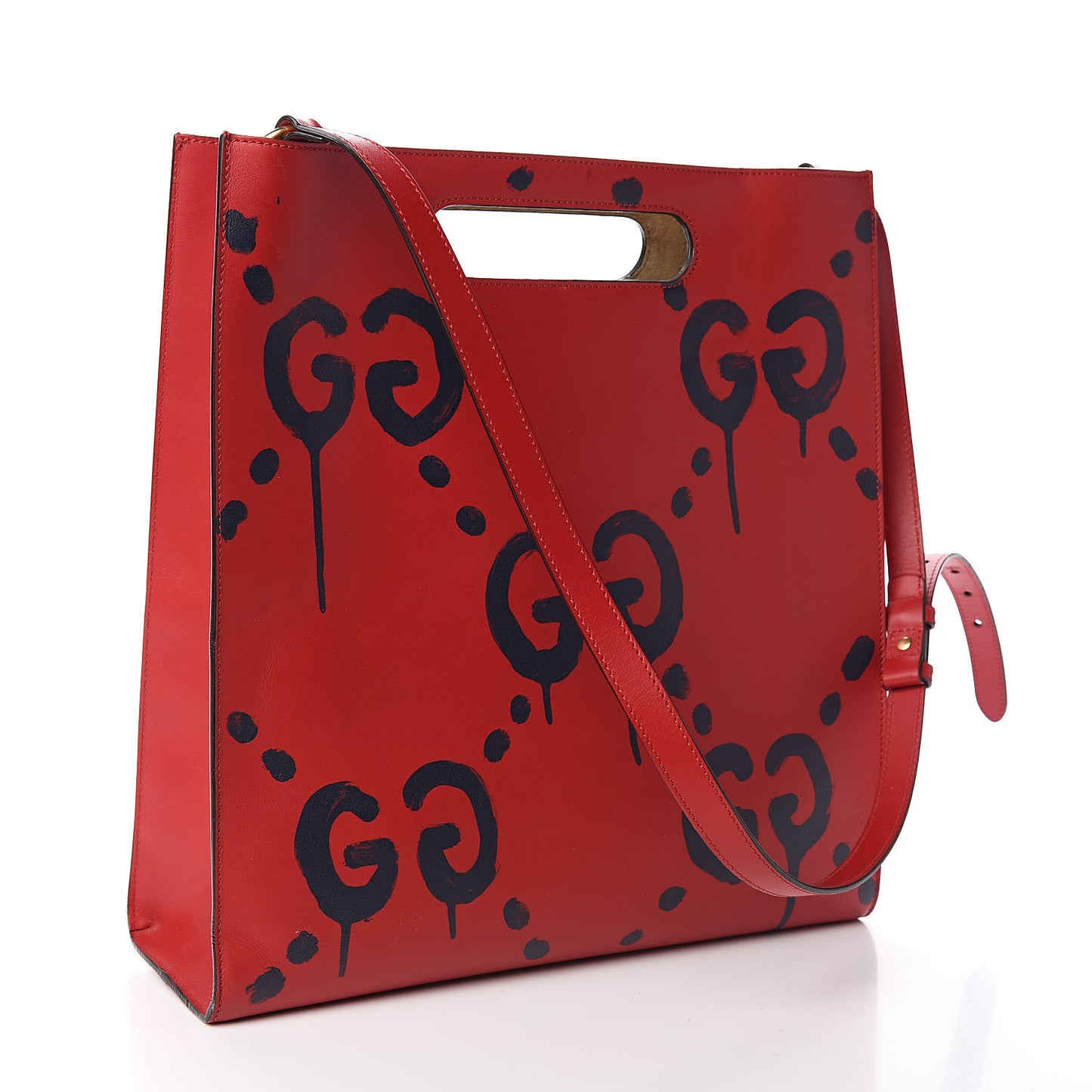 Calfskin GucciGhost Real Medium XL Tote Hibiscus Red