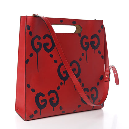 Gucci Calfskin GucciGhost Real Medium XL Tote Hibiscus Red 3 of 11