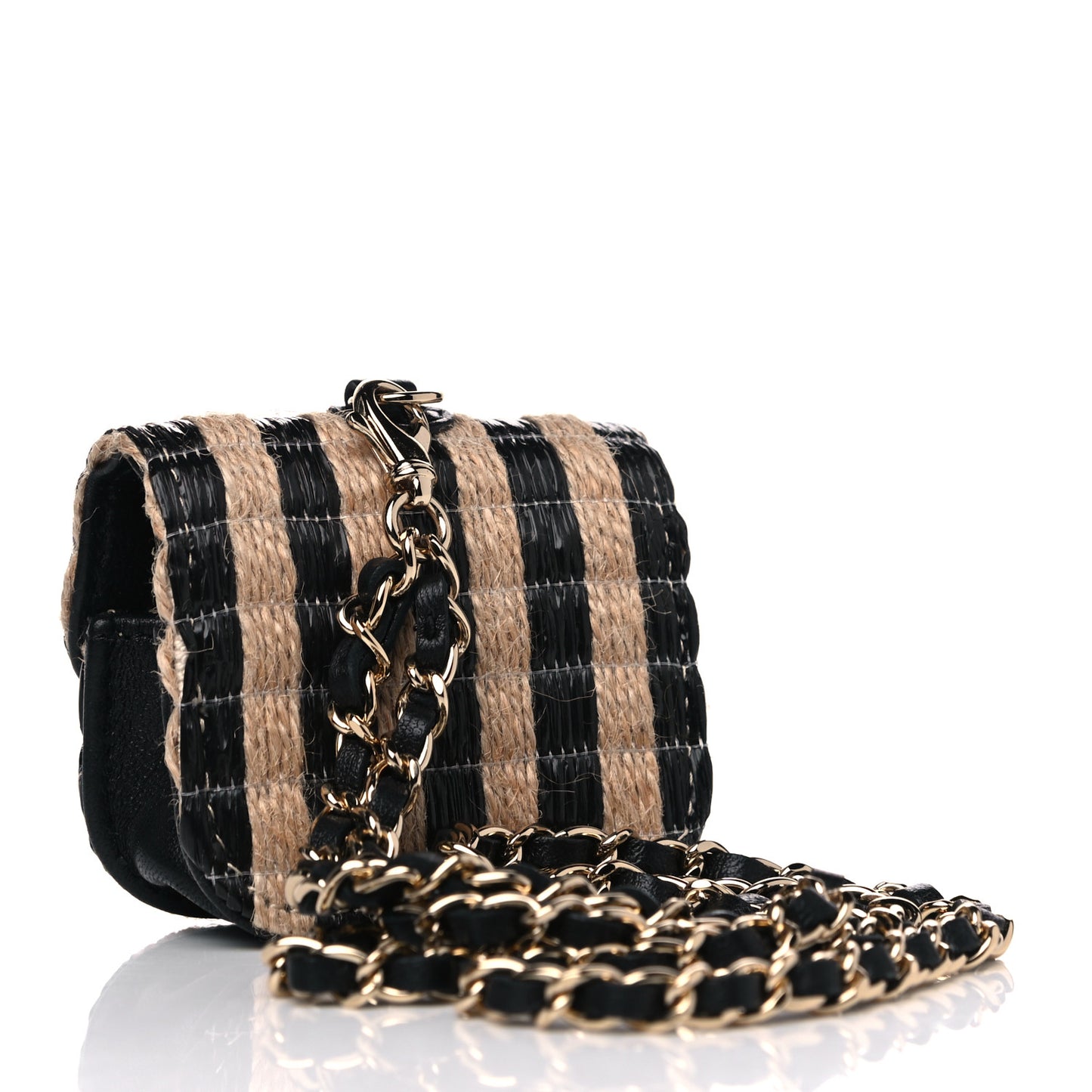 Raffia Jute Striped Airpods Pro Case Black Beige