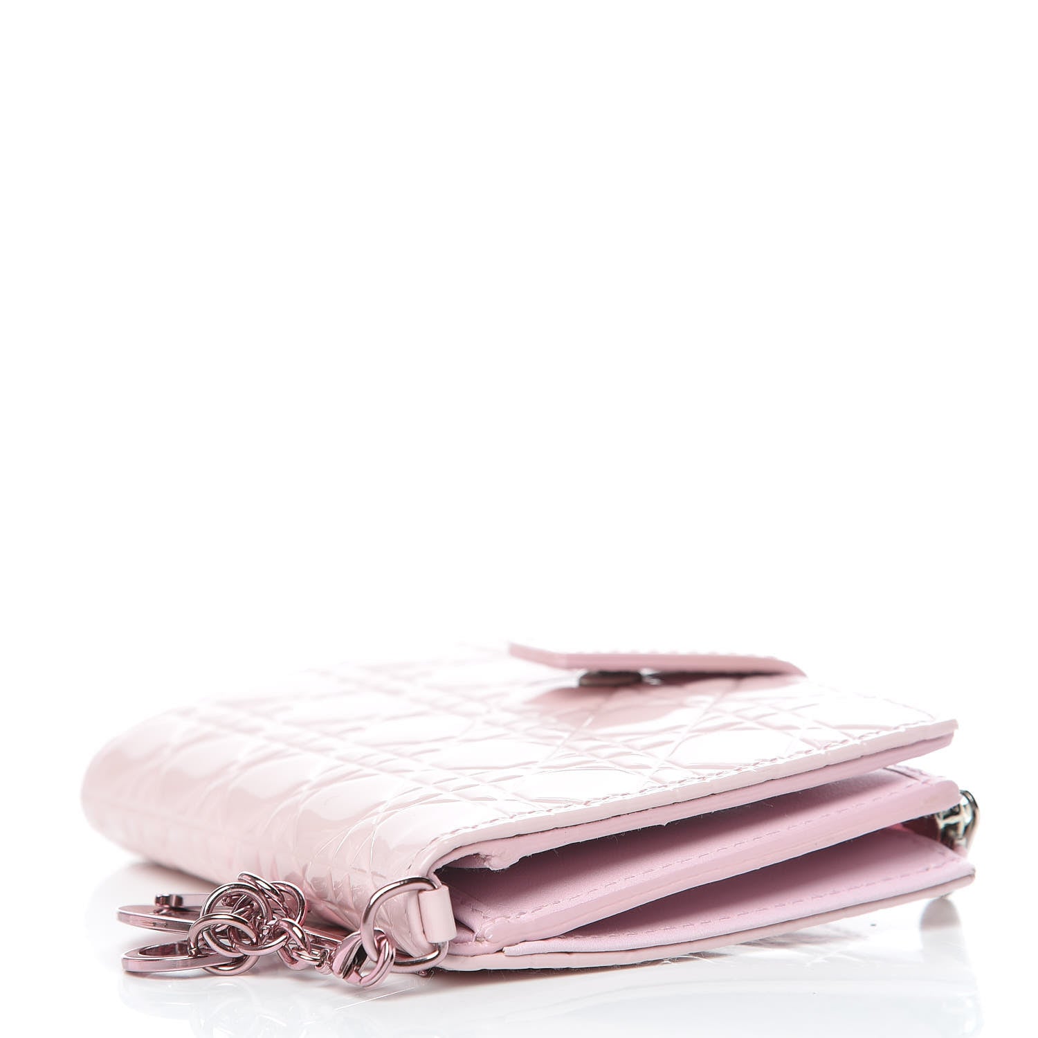 Christian Dior Patent Cannage Lady Dior Wallet Pink 4 of 7