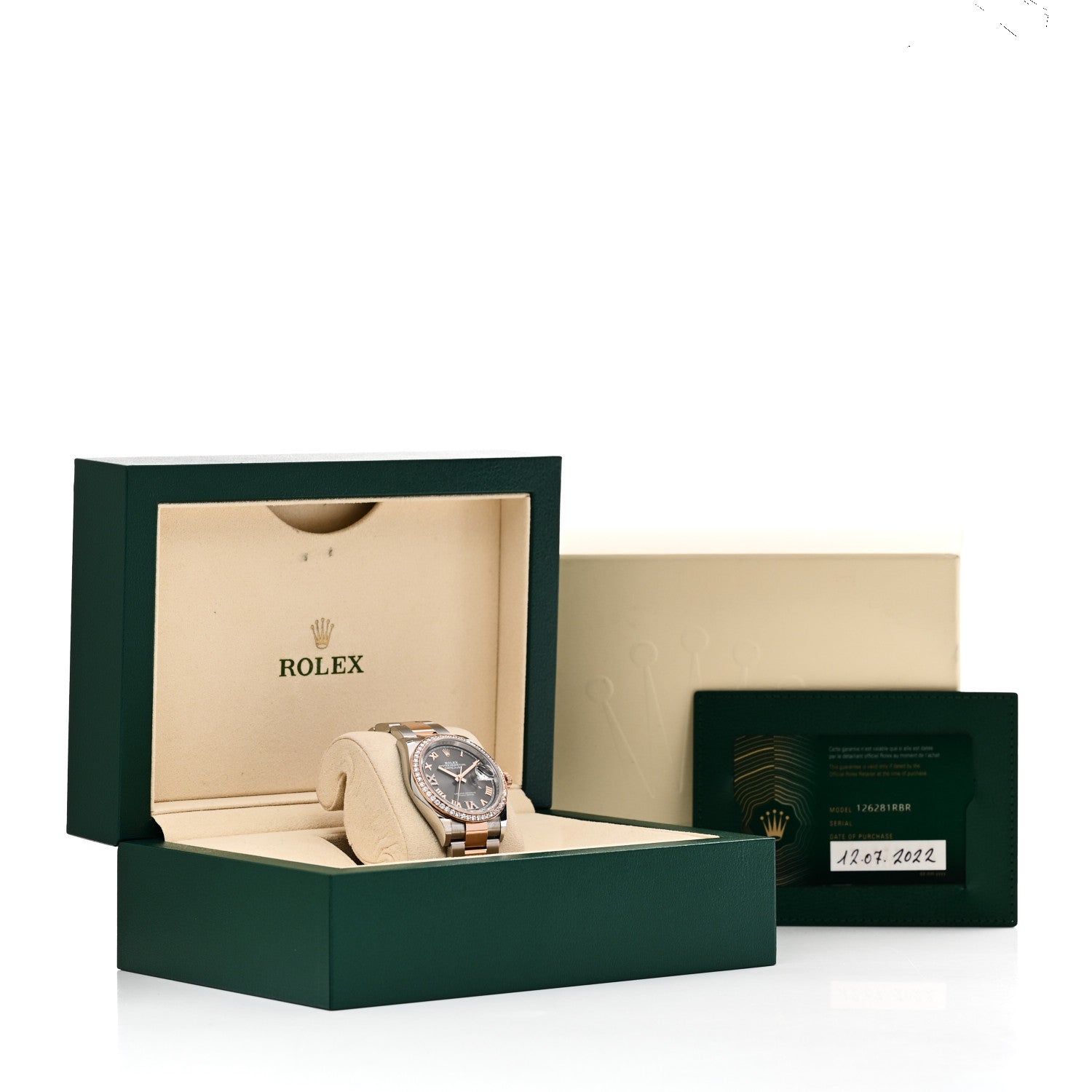 Rolex Stainless Steel 18K Everose Gold Diamond 36mm Oyster Perpetual Datejust Watch Rhodium Roman 126281RBR 5 of 5