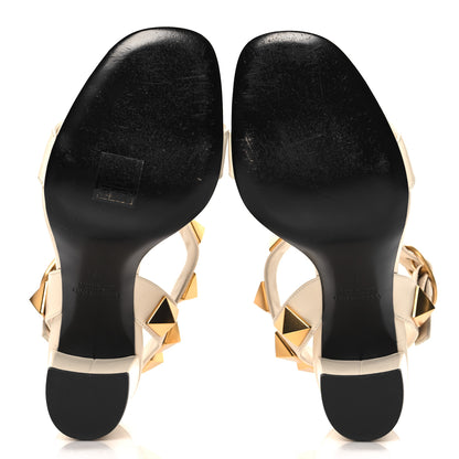 Valentino Garavani Calfskin Roman Stud 90mm Sandals 37 Light Ivory 6 of 11