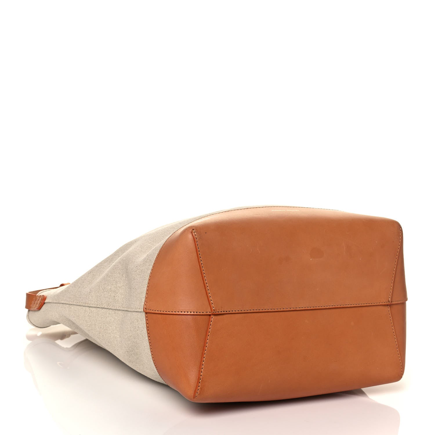 Mansur Gavriel Canvas Calfskin Bucket Bag Creme Cammello 3 of 14