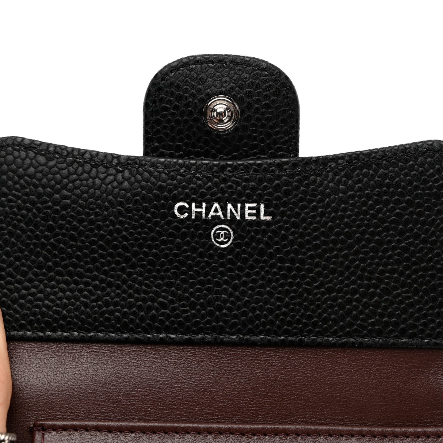 Caviar Quilted Compact Flap Wallet Black