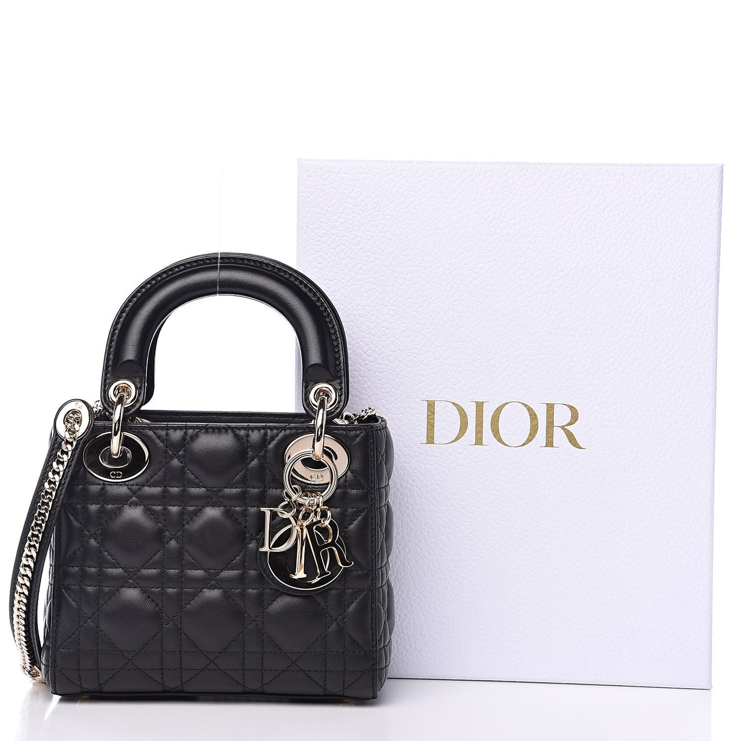 Lambskin Cannage Mini Lady Dior Black