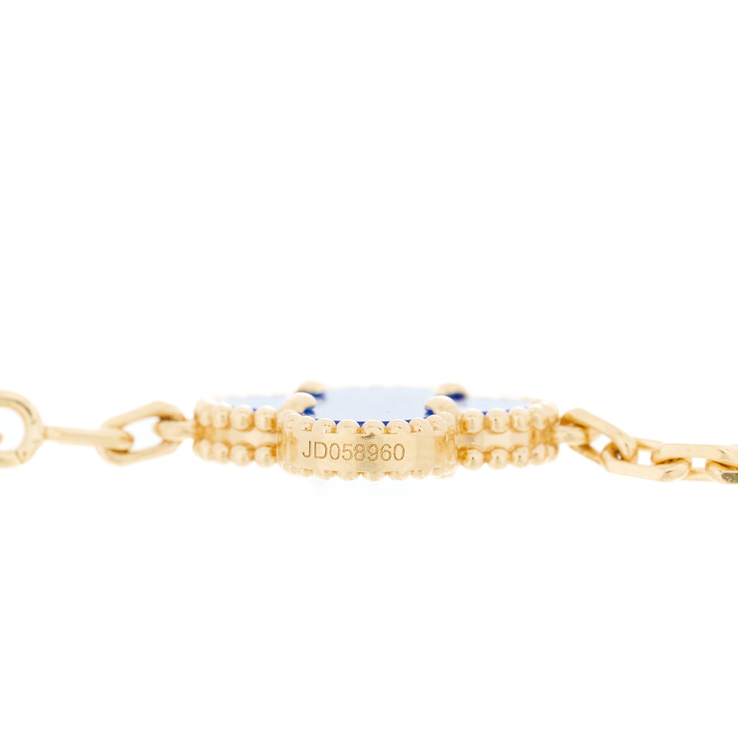 18K Yellow Gold Blue Agate 5 Motifs Vintage Alhambra Bracelet