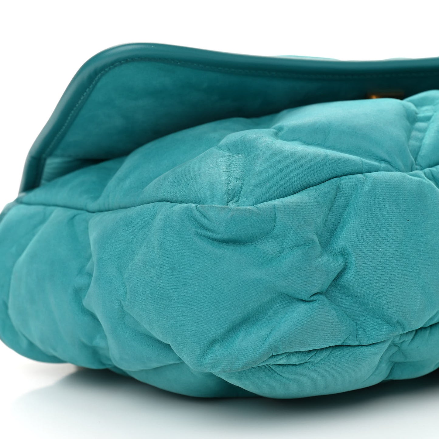 Iridescent Calfskin Quilted Small Chesterfield Flap Turquoise