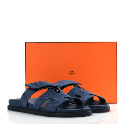 Hermes Suede Goatskin Womens Chypre Sandals 40.5 Bleu Celeste 11 of 11