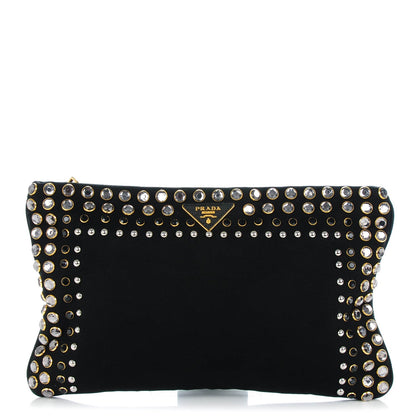 Prada Canapa Studded Clutch Black 1 of 8