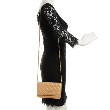 Chanel Pearly Caviar Quilted Wallet On Chain WOC Gold 2 of 9