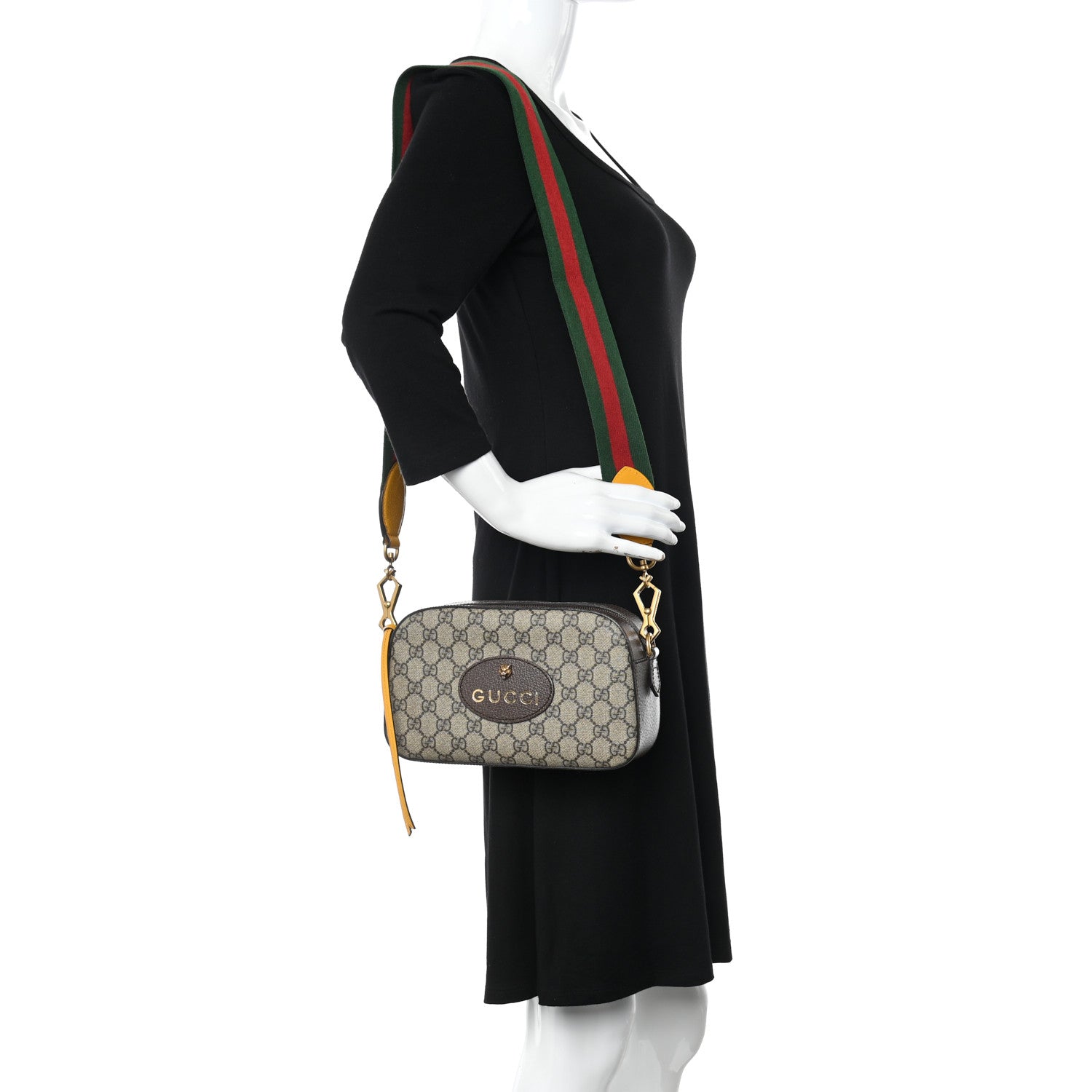 Gucci GG Supreme Monogram Web Neo Vintage Shoulder Bag Beige New Acero Crop 2 of 11