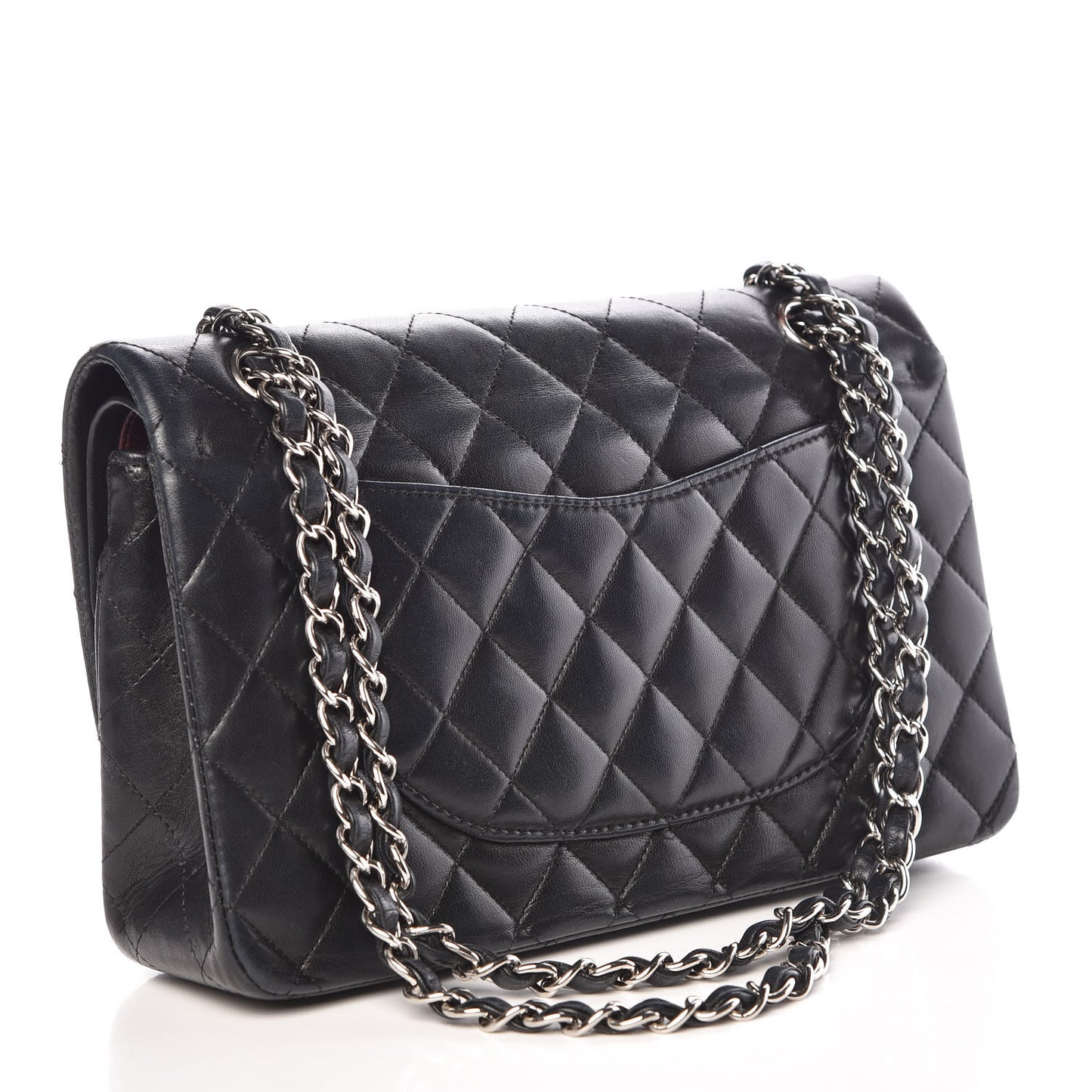 Lambskin Quilted Medium Double Flap Black