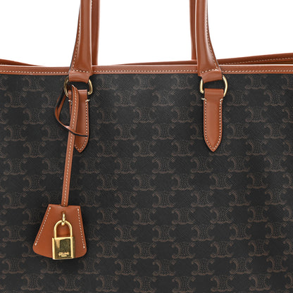Celine Triomphe Canvas Calfskin Horizontal Cabas Tan 7 of 11
