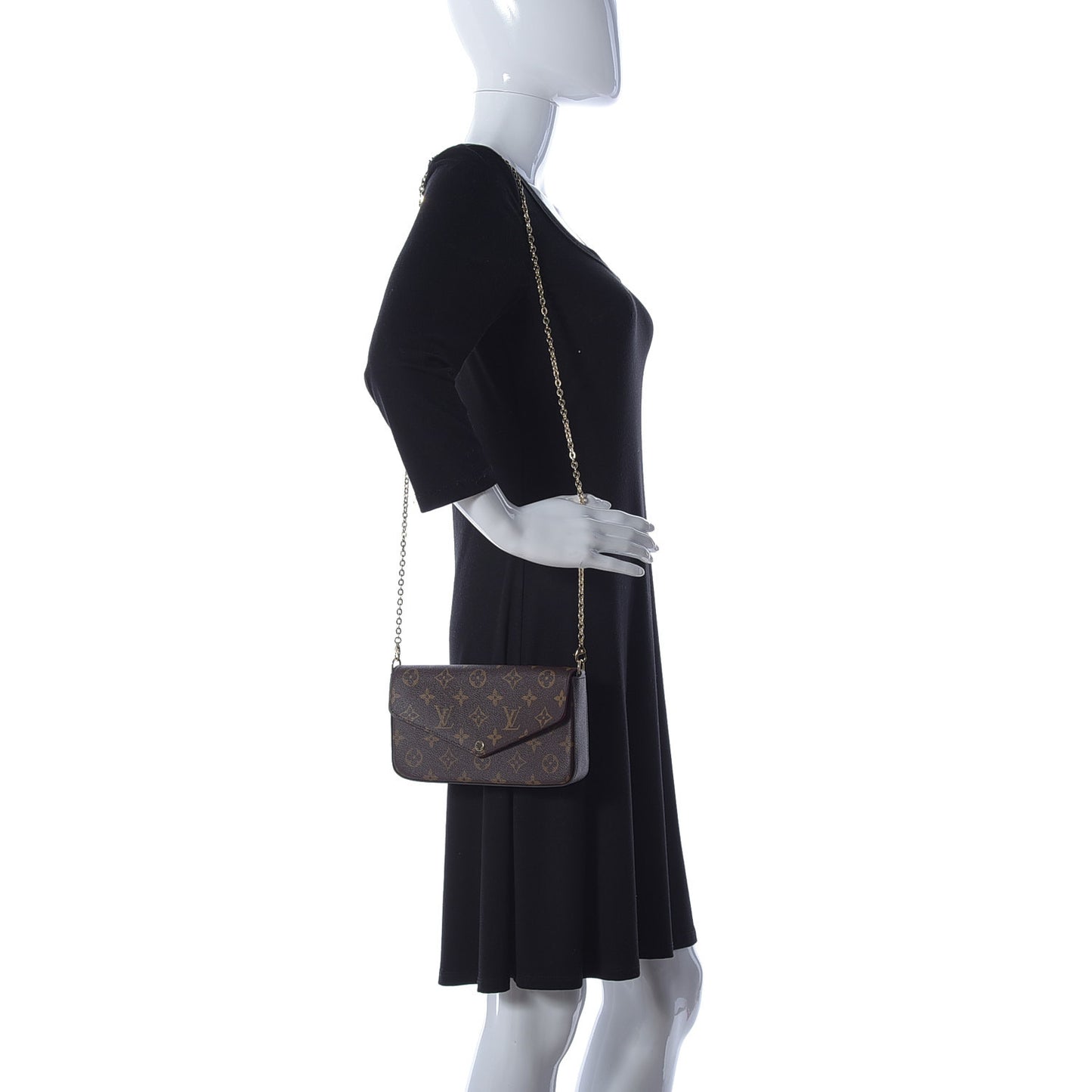 Monogram Pochette Felicie Chain Wallet Fuchsia