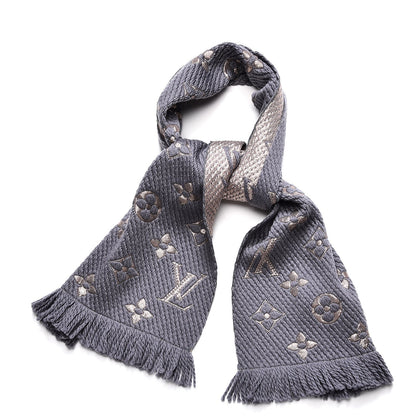 Louis Vuitton Wool Silk Logomania Shine Scarf Gris 1 of 4