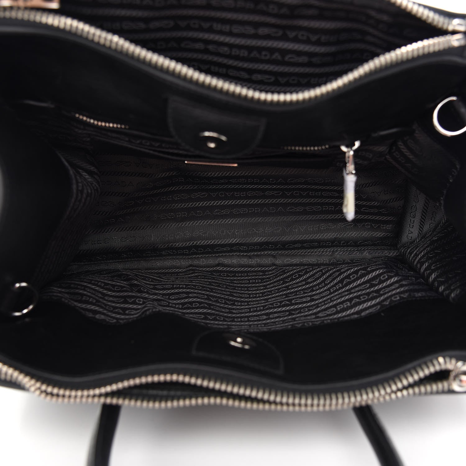 Prada Glace Calf Twin Pocket Tote Black 5 of 9