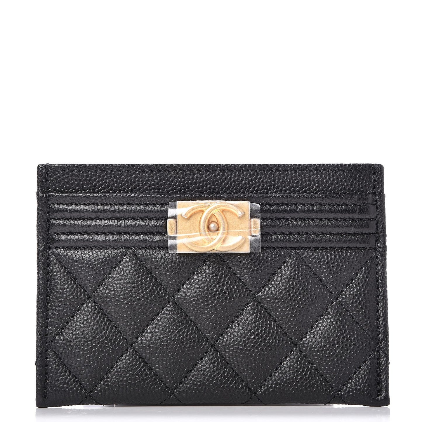 Caviar Quilted Boy Card Holder Black